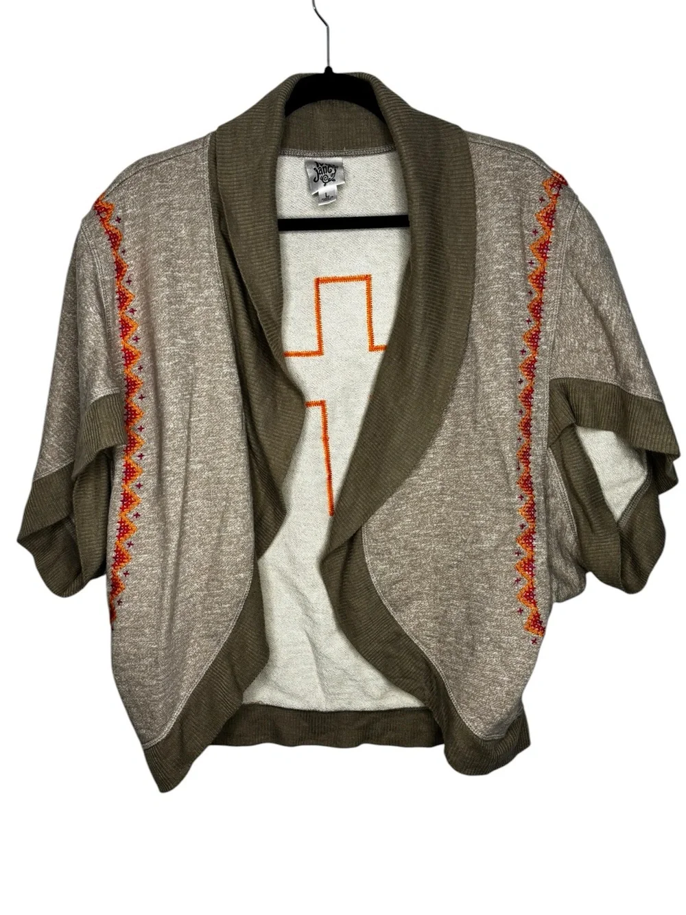 Ivy Jane Boho Embroidered Aztec Cross Cardigan Sweater Size Large